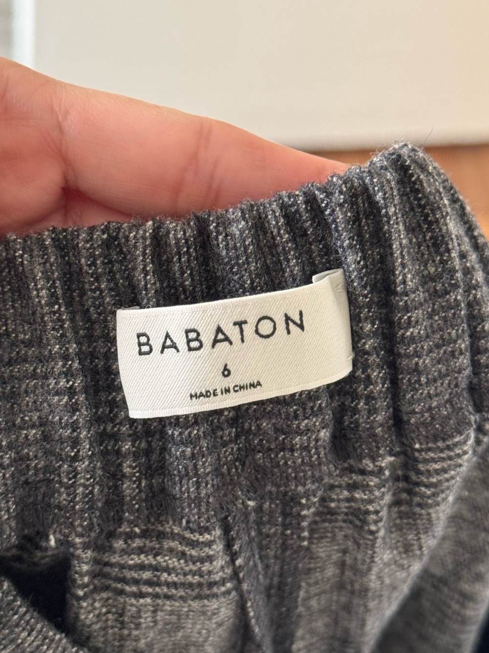 Babaton Charcoal Gray Ribbed Knit Trousers